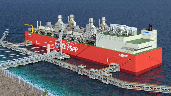 ▲ 대우조선해양이 개발한 부유식 복합 에너지 공급 설비 FSPP 조감도.  /대우조선해양