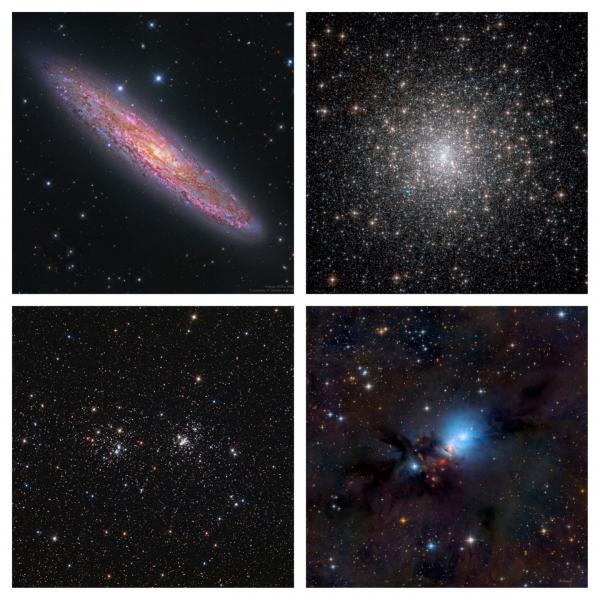 (왼쪽 위부터 시계 방향) NGC 253, M15, NGC 1333, NGC 884와 869. /나사