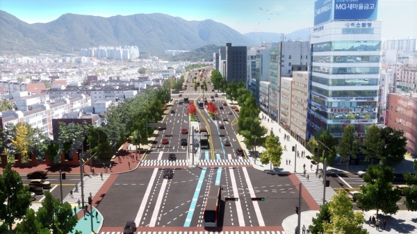 창원 원이대로 S-BRT 예상도. 예상도 위치는 성산구 한국은행사거리. /창원시