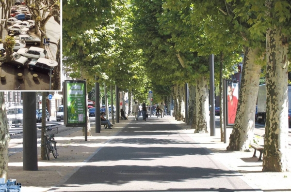 트램 설치 전·후 스트라스부르 도심 모습. /스트라스부르시