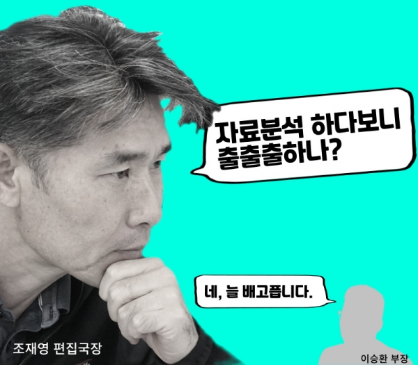 시민사회부 야근 때 가장 자주 식비를 제공한 조재영 편집국장이라면 이런 질문을 해도 되지 않겠습니까. /김연수 기자