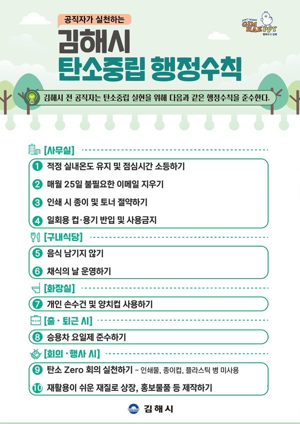 김해시 '탄소중립 행정수칙' 포스터. /김해시