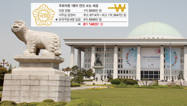 국회의원 1명이 연간 쓰는 세금은 8억 원에 달한다. /경남도민일보DB