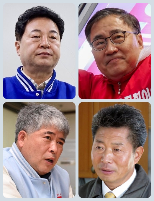 위 왼쪽부터 시계방향으로 김두관 더불어민주당, 최형두 국민의힘,  여영국 녹색정의당, 박봉열 진보당 경남도당 위원장. /경남도민일보 DB·각 위원장 페이스북