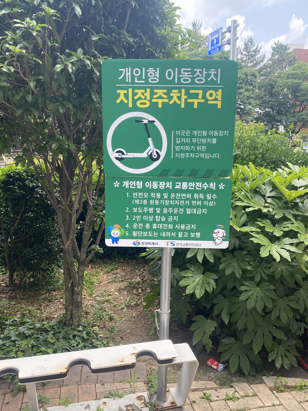 전동 킥보드 등 개인형 이동장치 지정주차구역. /정유정