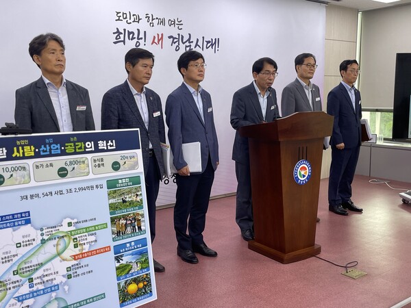 경남도 농정국은 17일 정례 브리핑에서 쌀, 한우가격 폭락 등 현안에 대해 답변을 하고 있다. /이미지