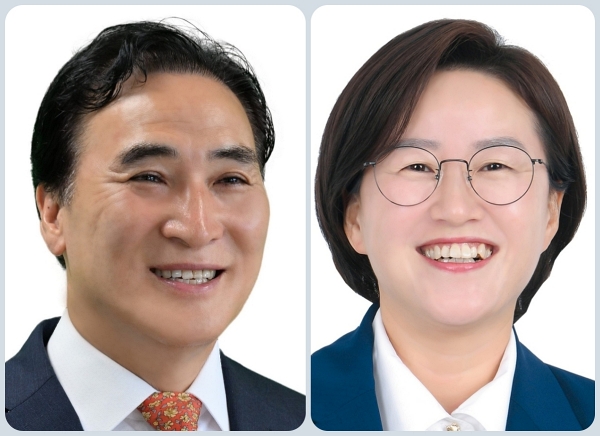 김종양(왼쪽) 국민의힘 창원 의창 국회의원과 정혜경 진보당 비례 국회의원. /각 의원실