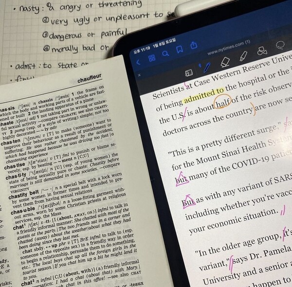 대학생들이 공부할 때 즐겨 쓰는 태블릿. /정유정