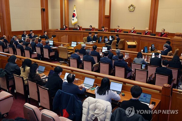 18일 서울 종로구 헌법재판소에서 윤석열 대통령의 탄핵 심판 9차 변론이 열리고 있다. /연합뉴스