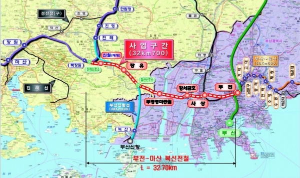 김해시 GB 지역전략사업 중 진례 신월역세권 개발사업 예정지에 포함된 부전~마산복선전철 사업 구간 내 '신월역' 위치도. /경남도민일보DB