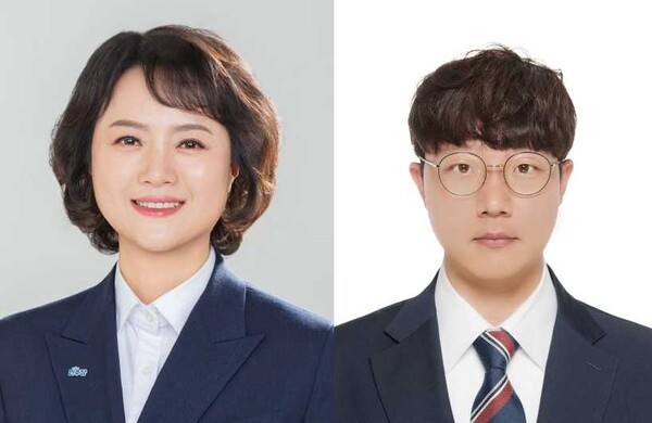 창원12선거구(회원·석전·회성·합성1) 도의원 선거에 출마하는 박현주(50·왼쪽) 더불어민주당 후보와 정희성(38) 국민의힘 후보. /경남도민일보DB