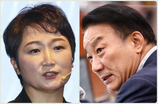 이언주 더불어민주당 최고위원과 서일준 국민의힘 거제 국회의원. /연합뉴스