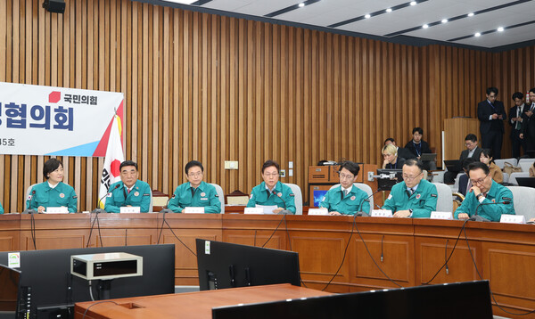 박완수 경남도지사가 3일 국회에서 열린 '산불 피해 대책 당정협의회'에 참석해 산불 피해지역 조속한 회복과 재발 방지를 위한 제도적 지원을 요청했다. /경남도