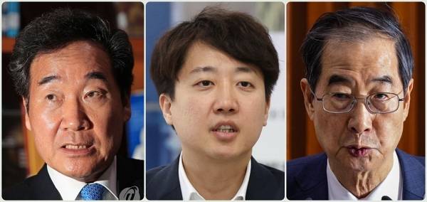 국민의힘 대선 후보와 함께 '반이재명 빅텐트' 단일화가 거론되는 정치인들. 왼쪽부터 이낙연 새미래민주당 고문, 이준석 개혁신당 대선 후보, 한덕수 대통령 권한대행 국무총리. /연합뉴스