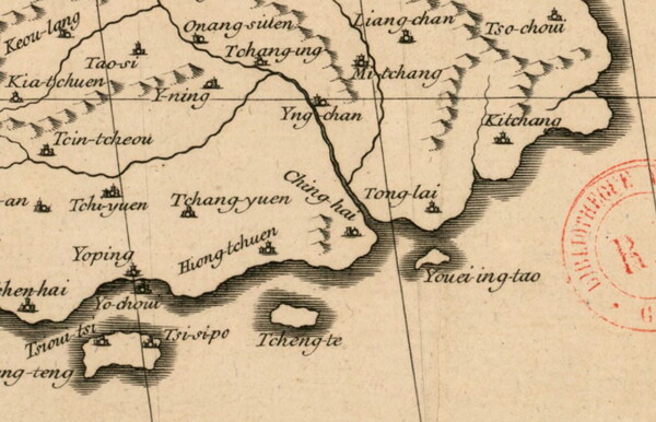 조선을 제대로 그린 최초의 서양 고지도 '조선왕국도'(1735)에 창원 지역이 표시돼 있다. /창원시정연구원(프랑스국립도서관 소장)