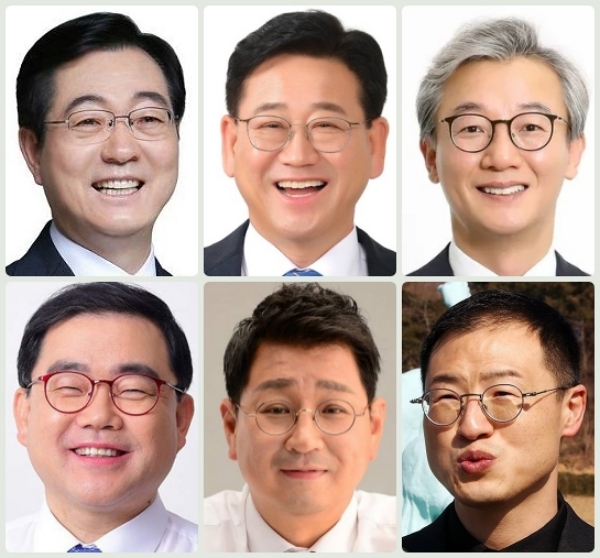 경남·부산·울산 더불어민주당 국회의원들. 왼쪽 위부터 시계방향으로 4선 민홍철(김해 갑), 3선 김정호(김해 을)·전재수(부산 북구 갑), 초선 김상욱(울산 남구 갑)·김태선(울산 동구)·허성무(창원 성산) 의원. /각 의원 페이스북·연합뉴스