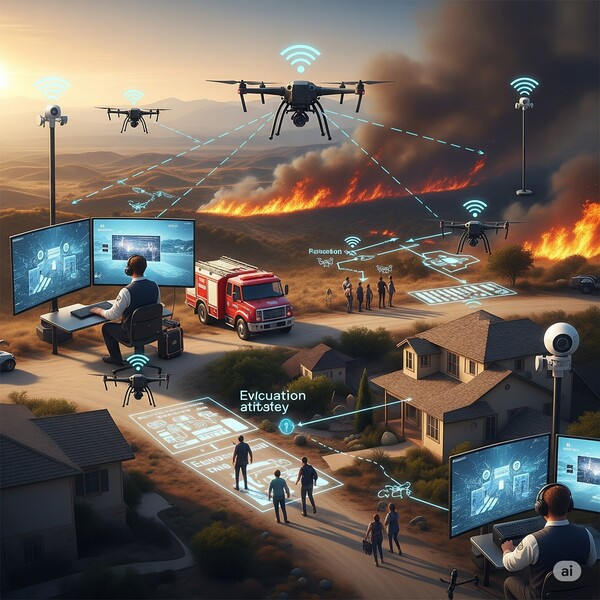 구글 생성형 인공지능 제미나이(Gemini)가 그린 AI(인공지능) 산불 관제. /경남도