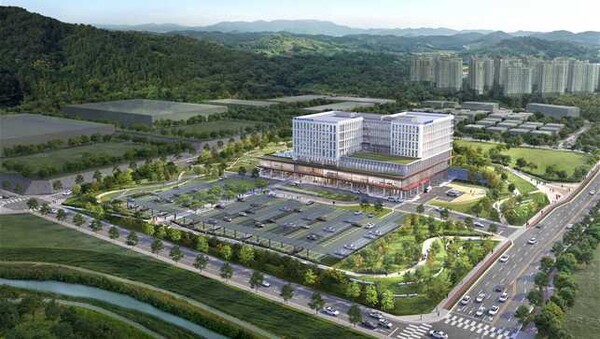 경남우주항공 국가산업단지 진주 지구 중심에 지어질 서부의료원 조감도. /경남도 