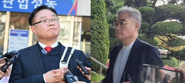 홍남표(왼쪽) 전 창원시장과 조명래 전 제2부시장