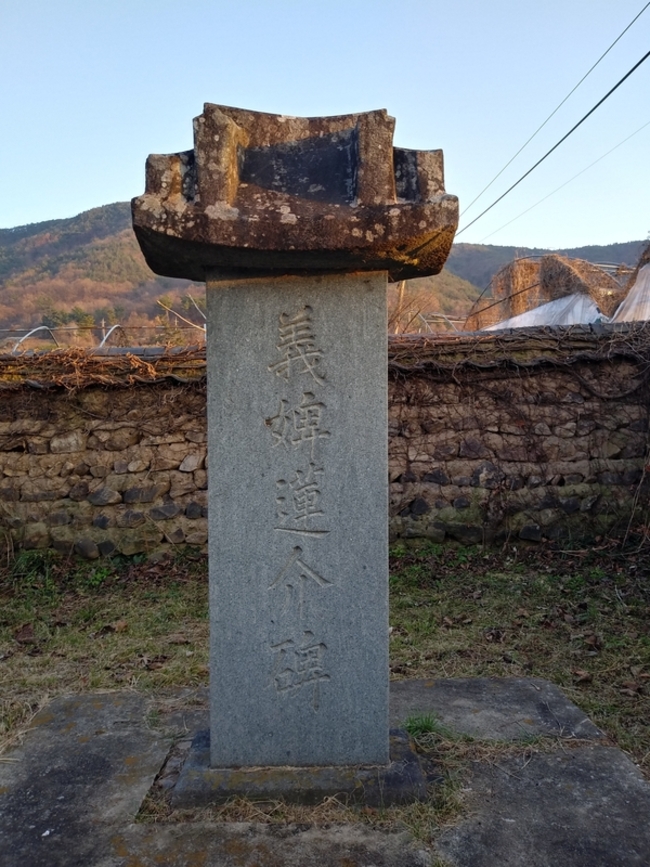 밀양시 삼랑진읍 용성리 영사정에 있는 ‘의비 연개비’. /장창표 작가