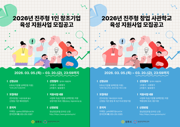 진주창업지원센터, 1인 창조기업·창업사관학교 참여 기업 모집 - 뉴스 썸네일 이미지